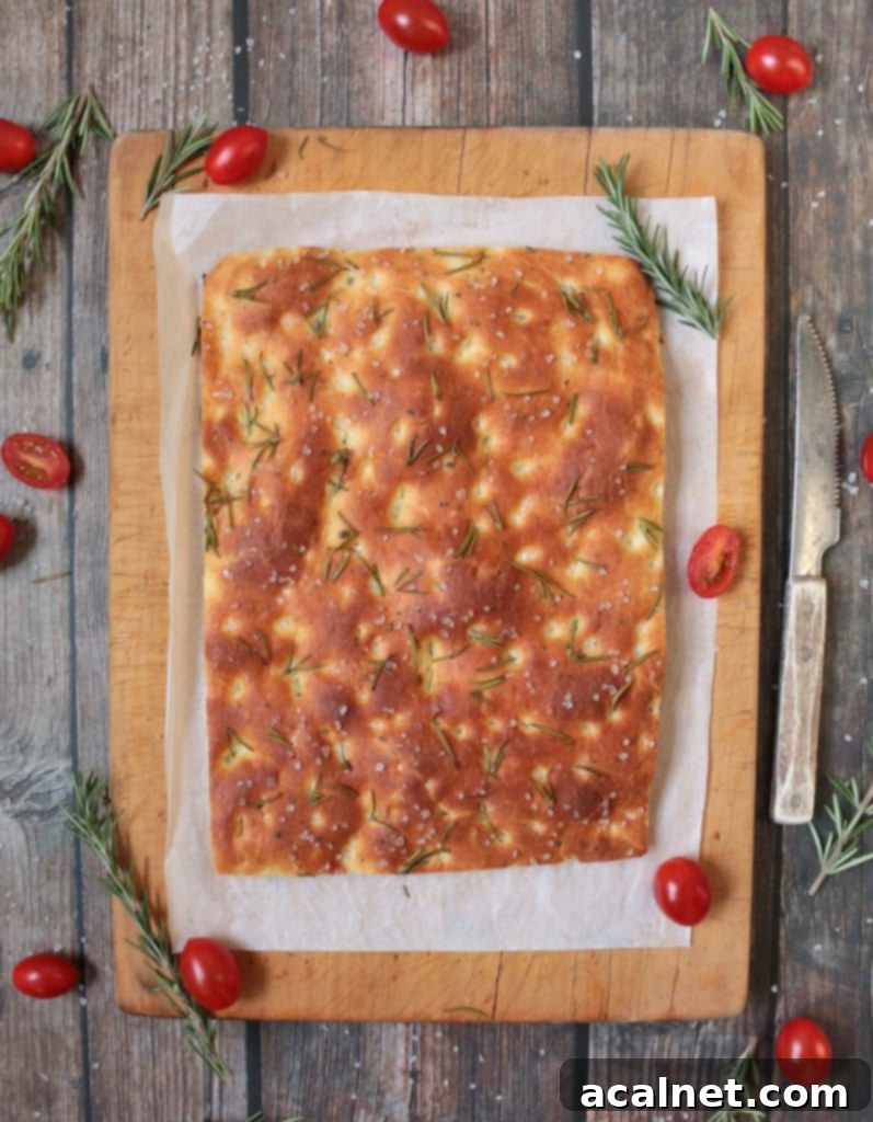 Effortless Rosemary Focaccia Perfection 3 Focaccia Out of the Oven from above.