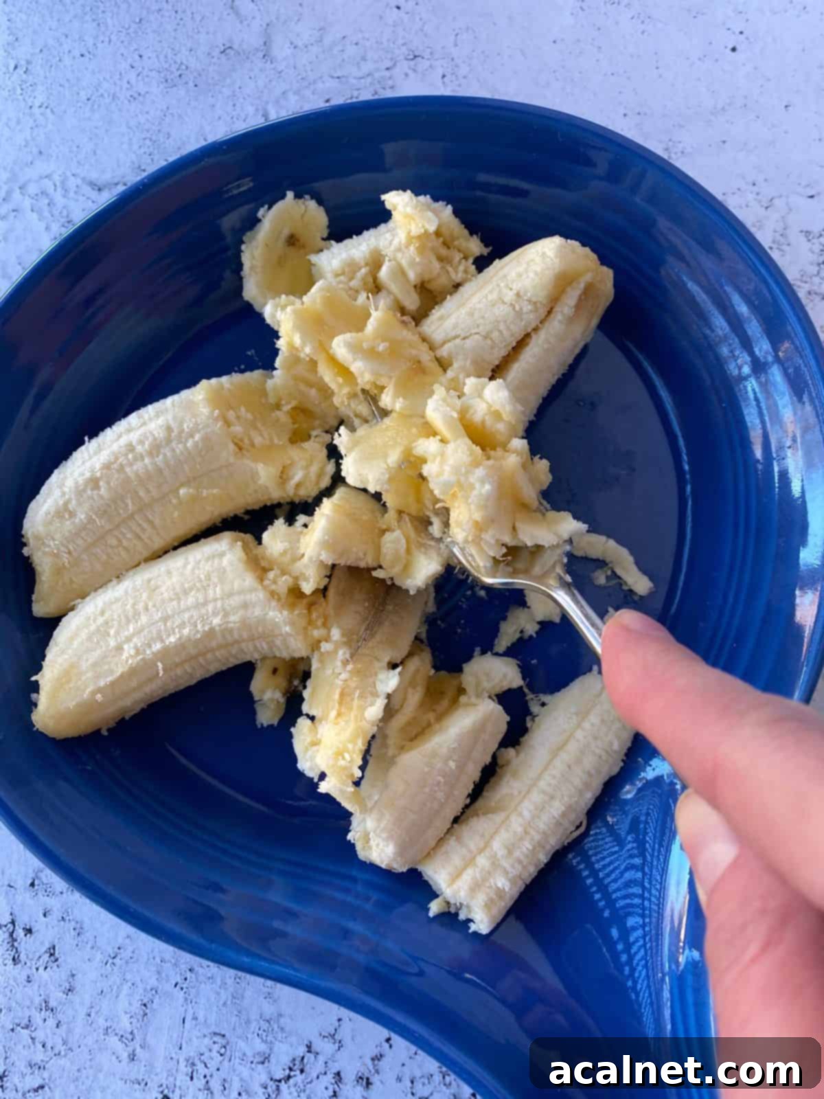 Mashed bananas on a plate. 
