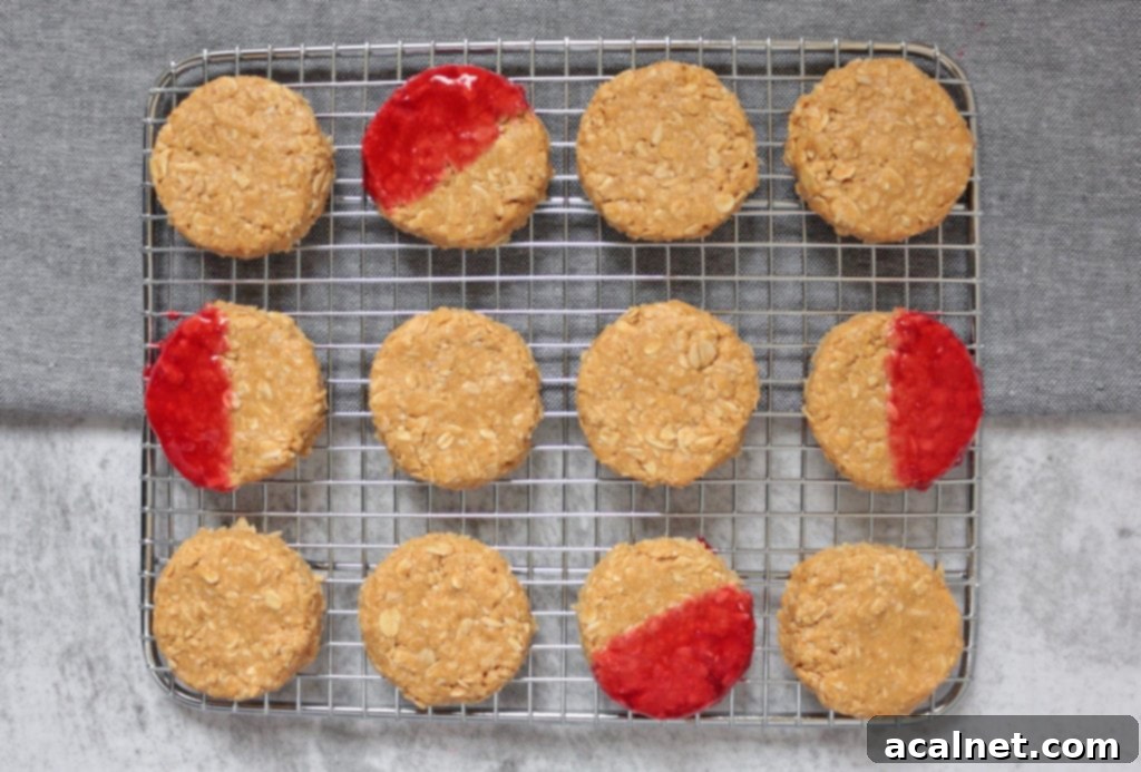Wholesome No Bake Peanut Butter Oat Cookies 4 No Bake Peanut Butter Cookies flat lay on a cooling rack.