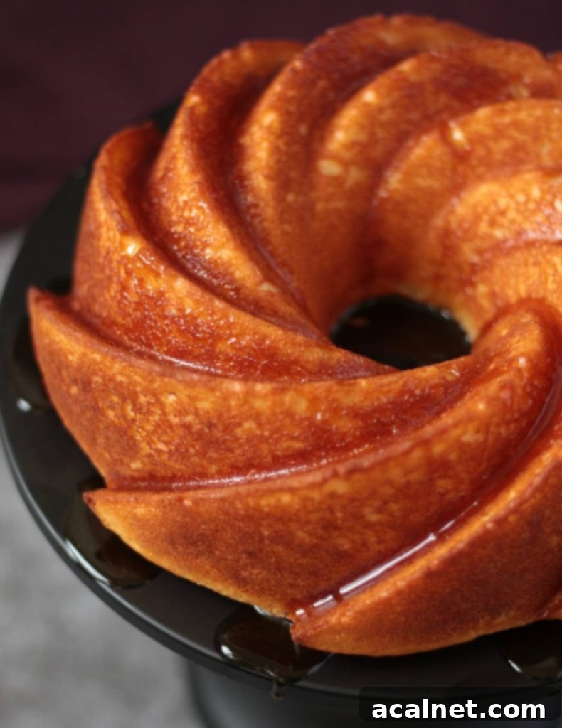 Close-up on Greek Yogurt Cake with Caramel Sauce