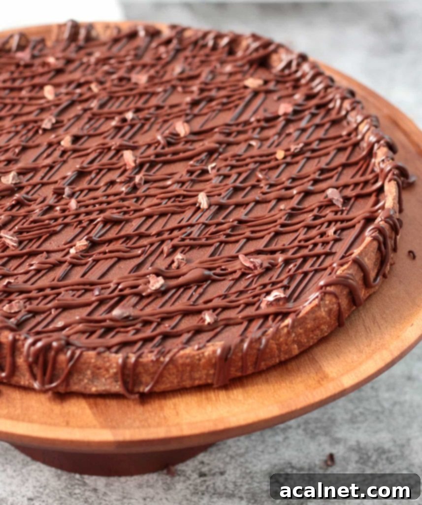Decadent French Chocolate Tart 3 Close up on the Drizzle topping.