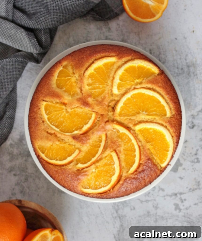 Full orange cake from above