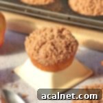 Heavenly Apple Cinnamon Streusel Muffins 7 One muffin on a white bowl