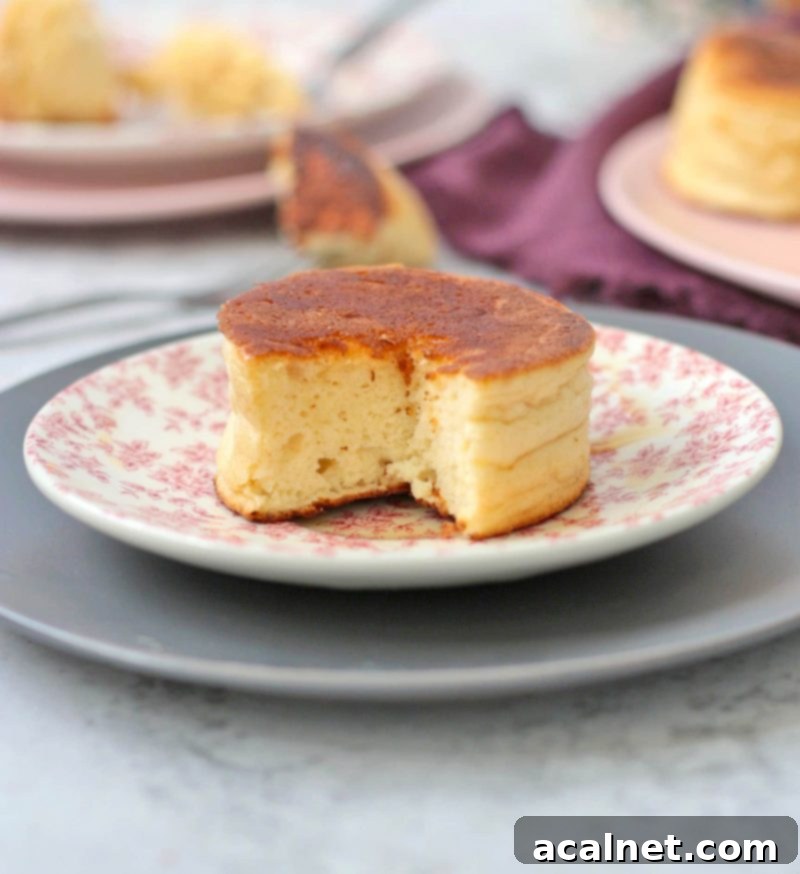 A bite off the fluffy pancake