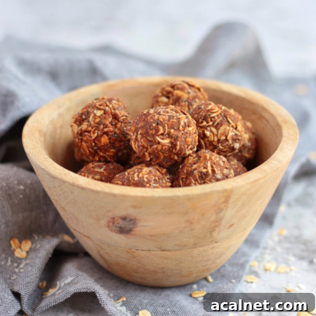 Peanut Butter Energy Balls in a wooden bowl
