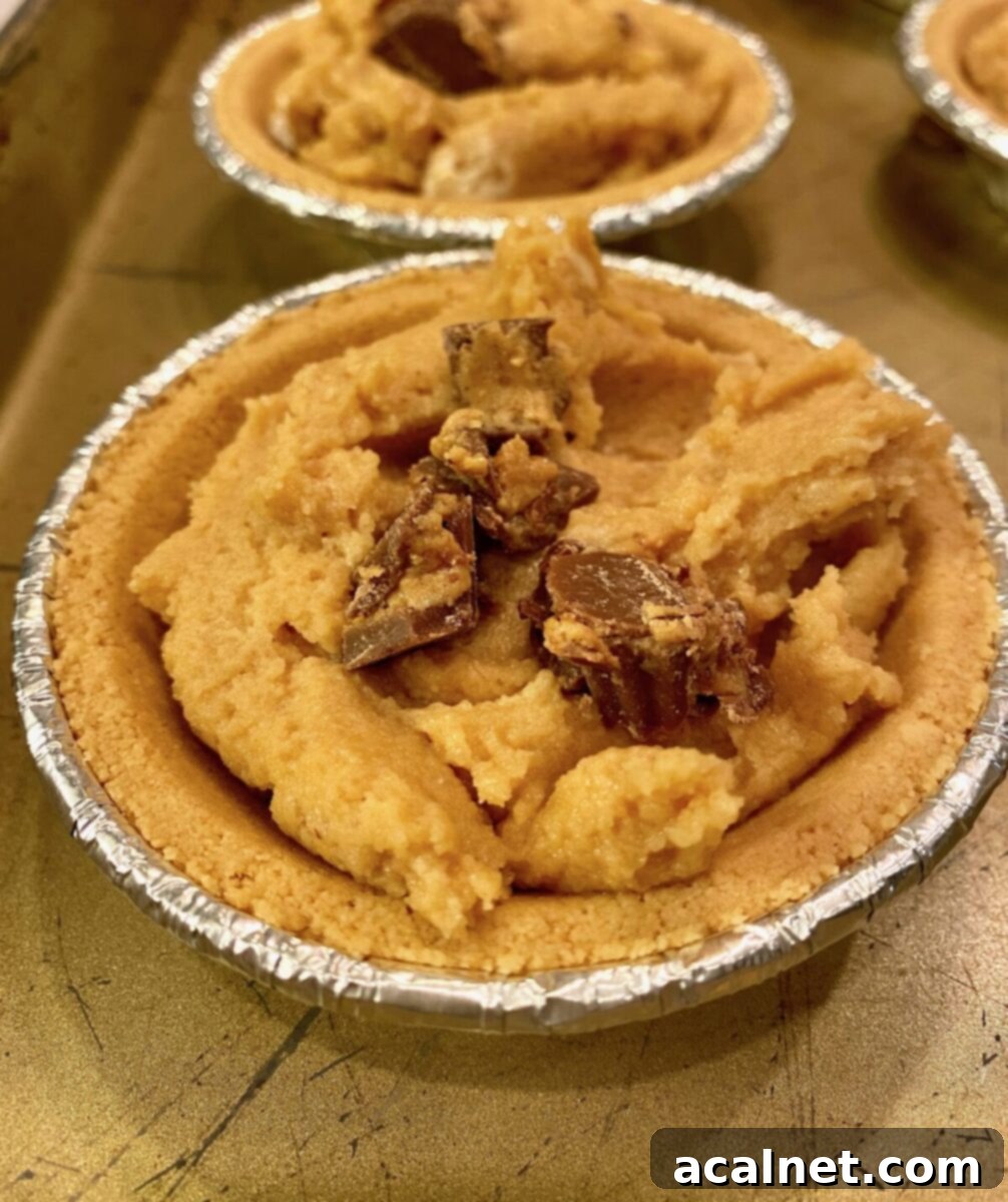 Small peanut butter pie in a foil pan