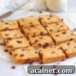 Sliced Chocolate Chip Blondie Bars on baking paper