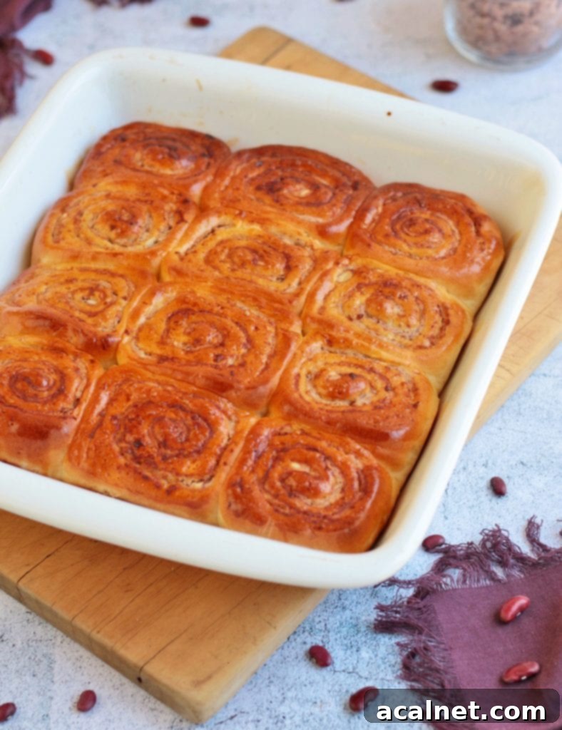 Baked Red Bean Delights 4 12 rolls in a white baking pan