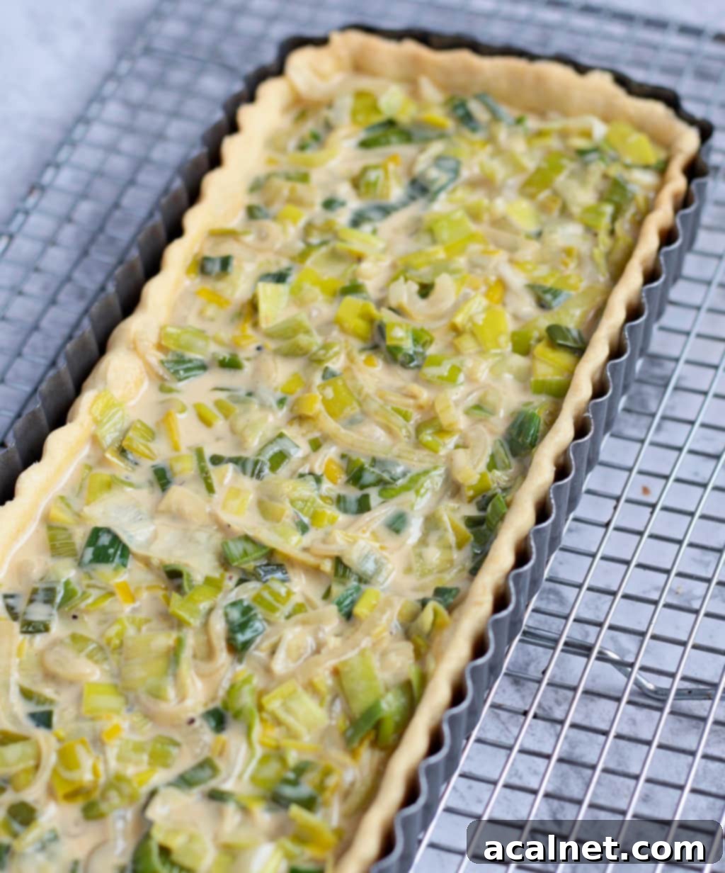 Uncooked filling inside the blind-baked pastry 