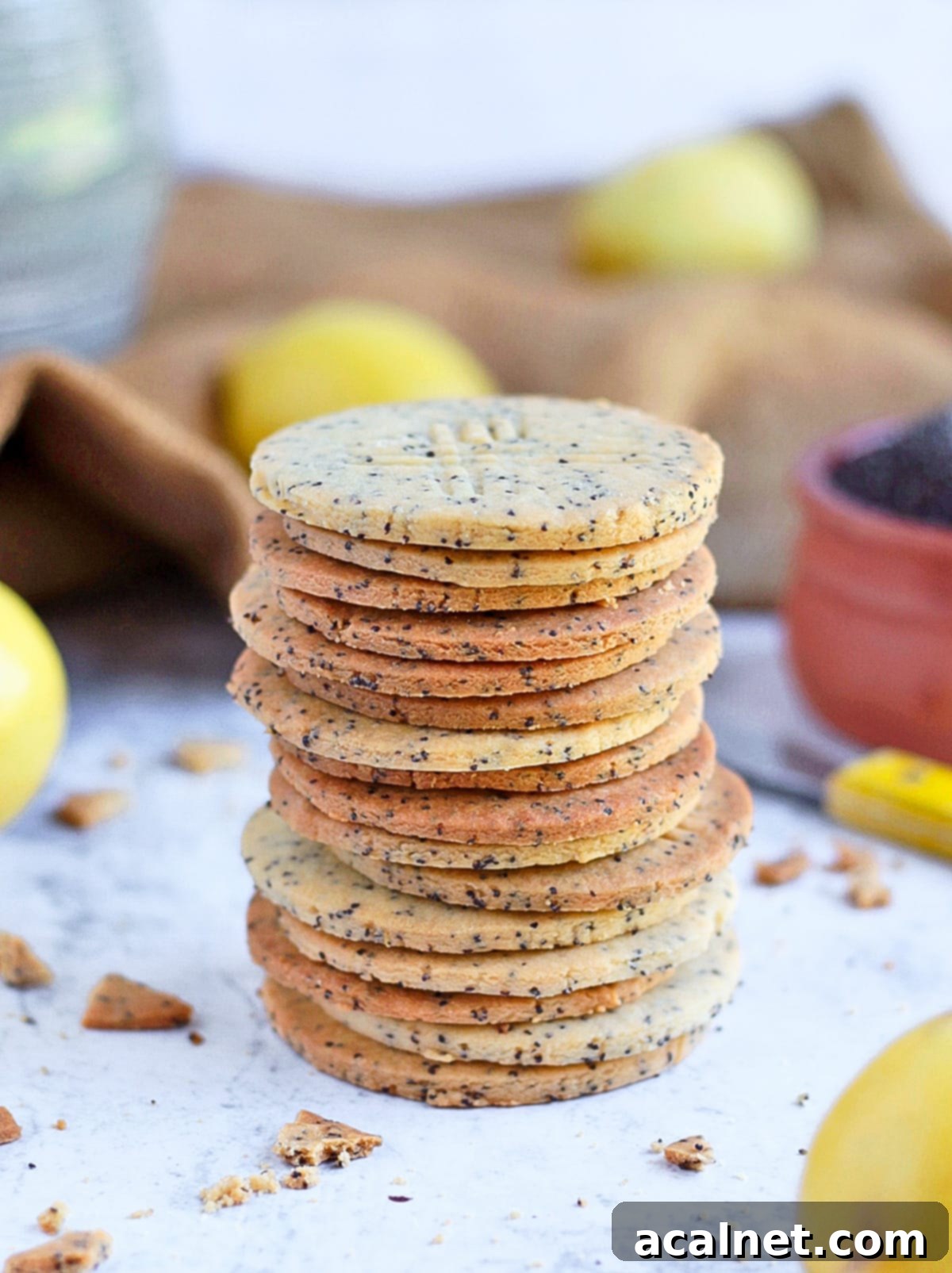 A stack of lemon cookies