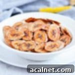 Crispy Oven-Baked Banana Chips 7 Fruit Chips in a white bowl surrounded by lemons an a banana.