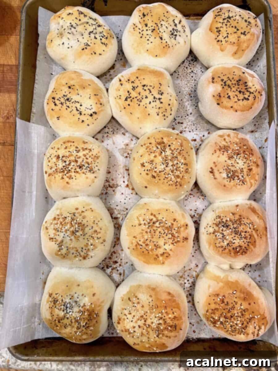 A large cookie sheet filled with rows of beautifully baked, golden-brown grown-up pigs in a blanket.
