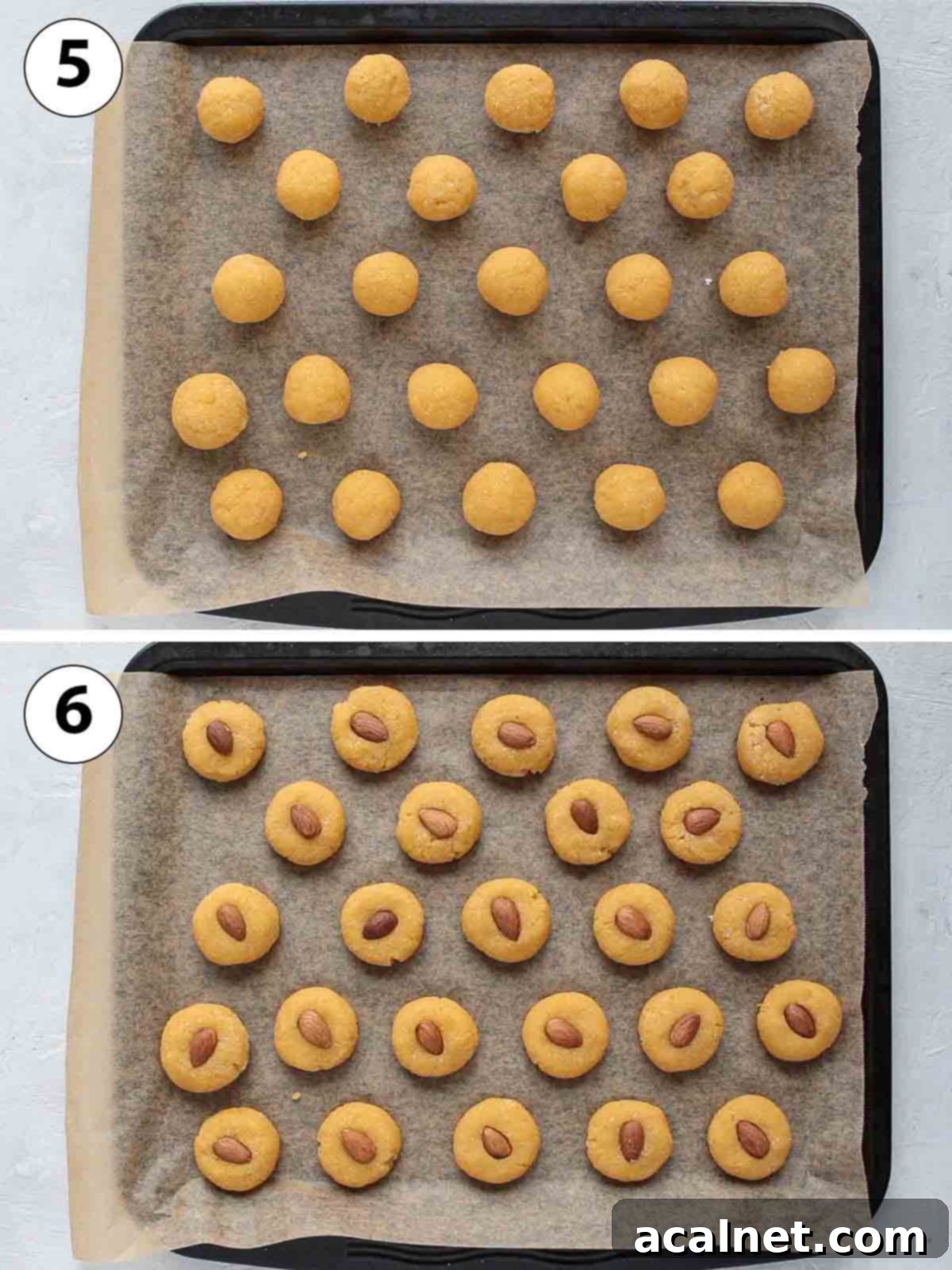 Sadece 3 Malzemeyle Pratik Glutensiz Sütsüz Badem Kurabiyesi 6 Process Shot Collage: shaping the cookies.