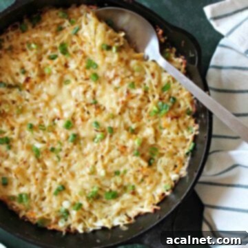 Shredded potatoes in a skillet