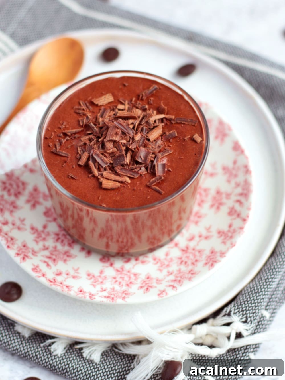 Mousse in a glass cup.