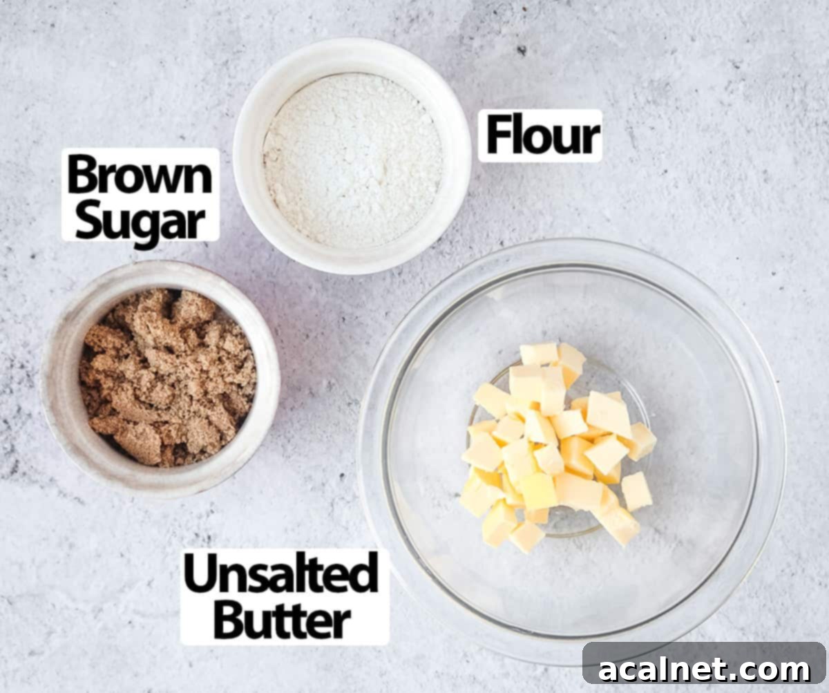 Ingredients for craquelin pastry on a light grey surface.