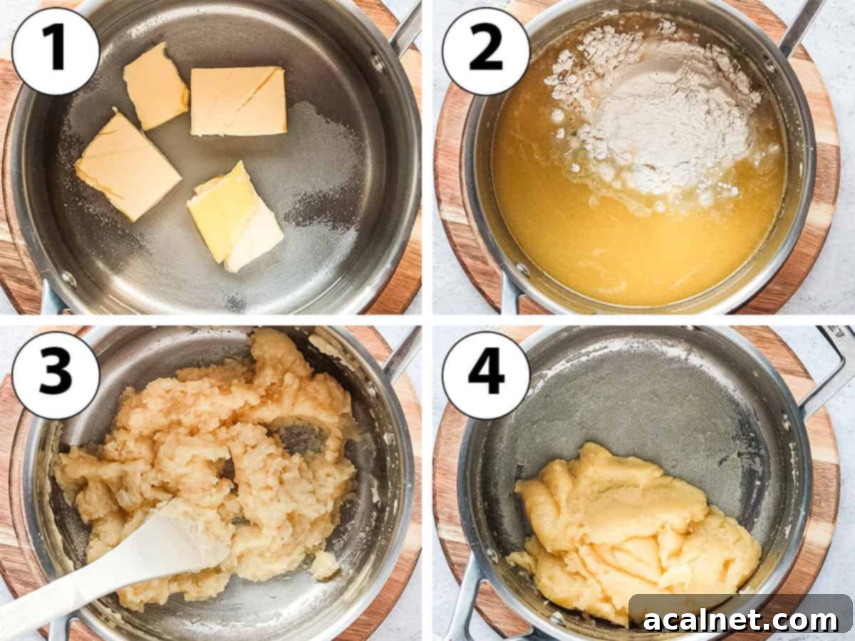 Process Shot Collage: cooking the panade on the stove.