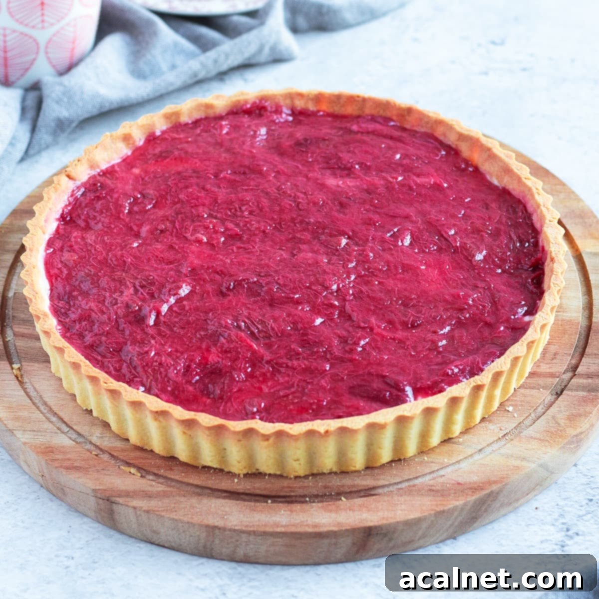 Close up on the rhubarb tart