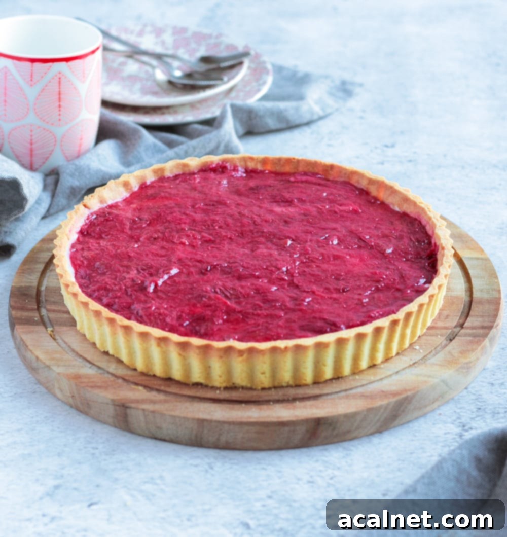 Rhubarb Pie on a wooden board