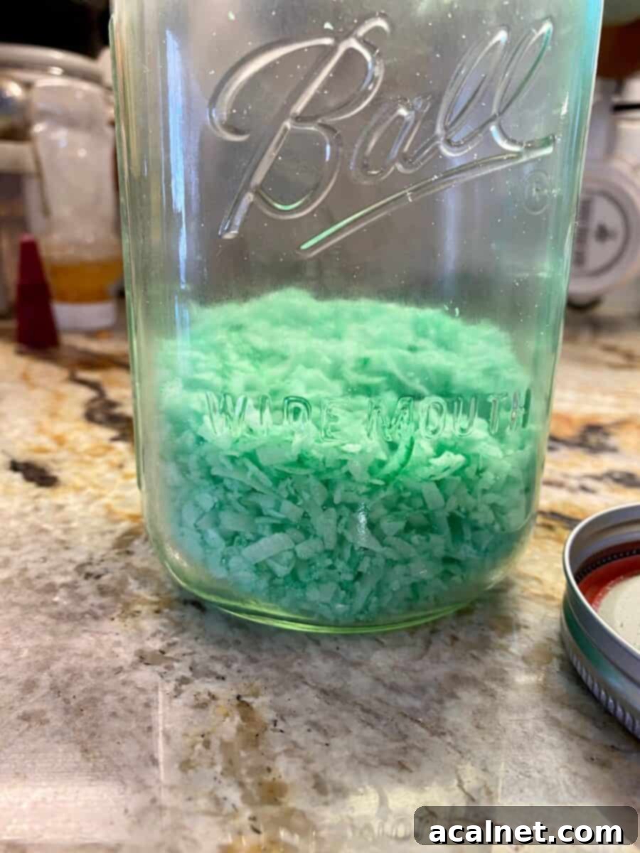 Shredded coconut in a glass jar, tinted. 