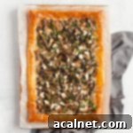 Baked Tart from above with grey napkin