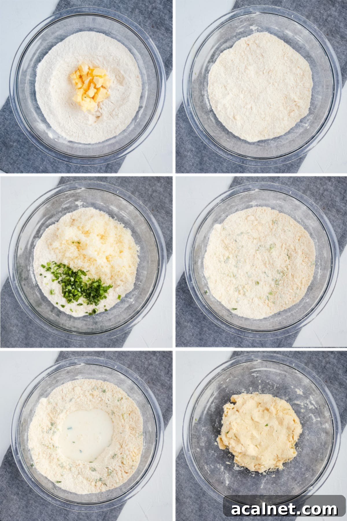 Process Shots: step 1 to 6 - making the dough