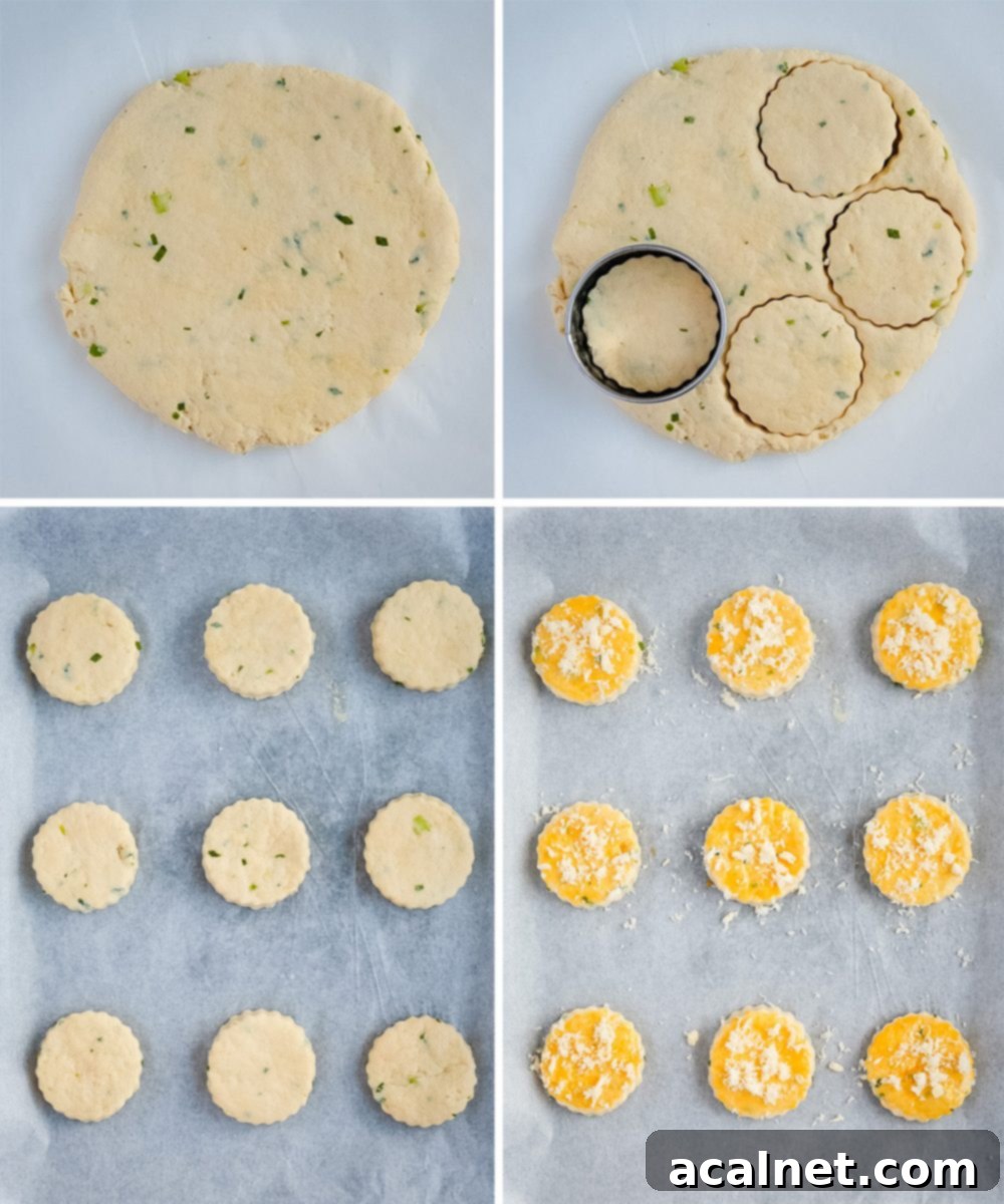 Process Shot: cutting and preparing the scones for baking