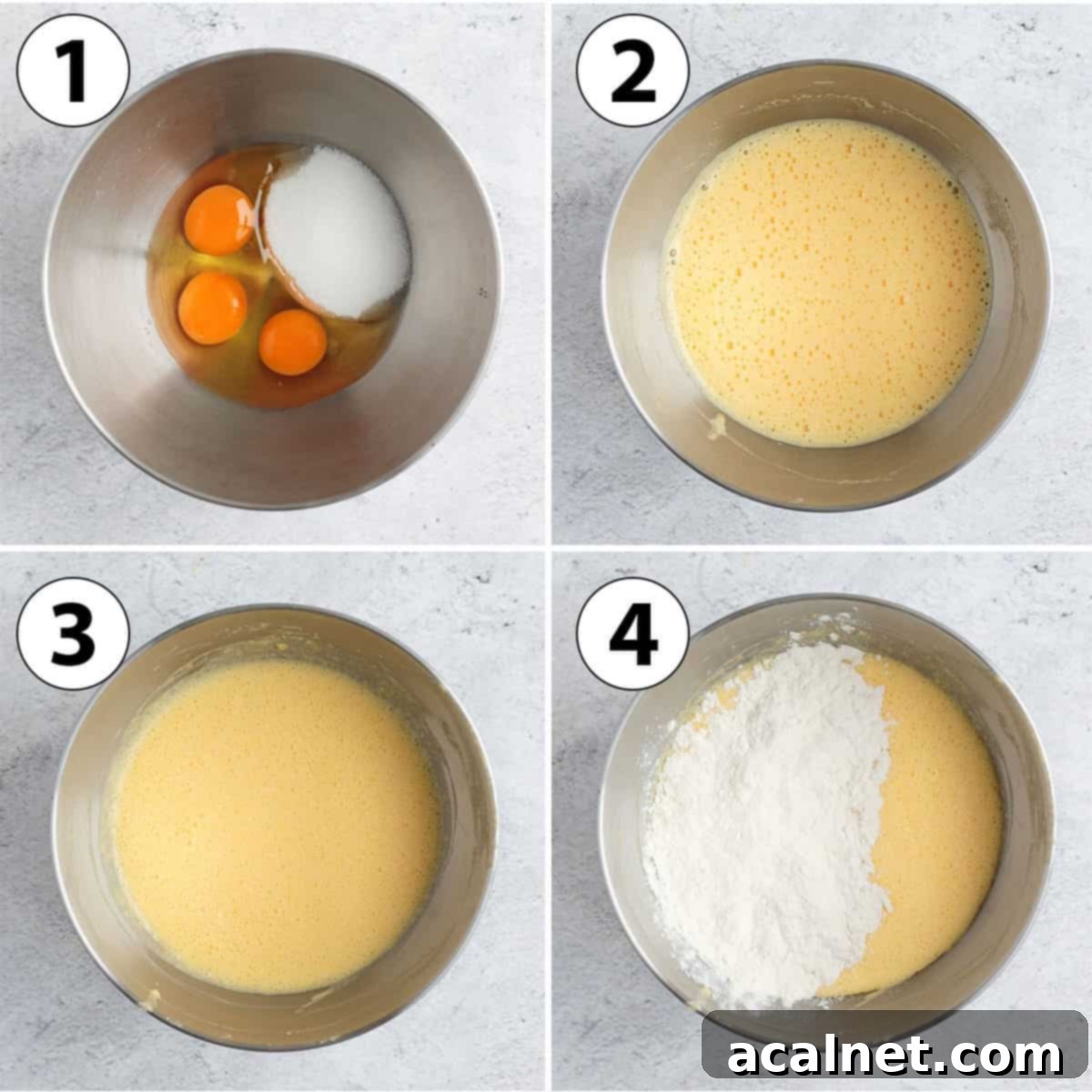 Effortless Swirled Loaf Cake 5 Process Shot Collage: preparing the Vanilla Cake Batter.