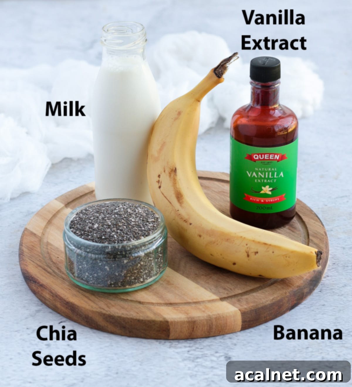 Ingredients Shot for Banana Chia Seed Pudding