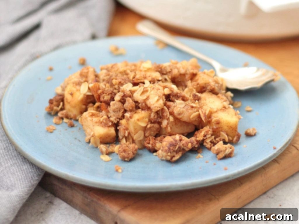Apple Pear Crumble for one on a plate