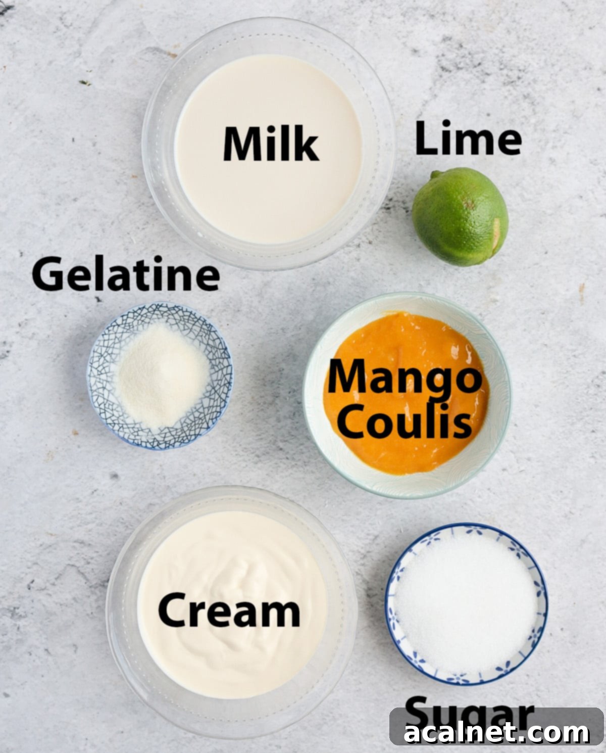 Ingredients Shot for Mango Panna Cotta