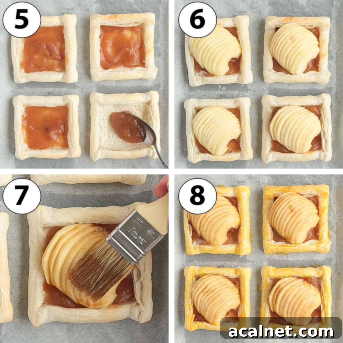 Flaky Apple Bites 5 Process Shot Collage: assembling the tarts before baking.