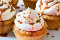 Salted Caramel Apple Cupcakes with Cinnamon Streusel