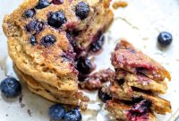 Fluffy Whole-Wheat Pancakes with Yogurt and Maple Syrup