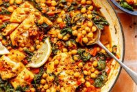 Spanish Simmered White Fish with Chickpeas and Garlic Tomato Broth