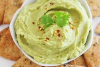 Creamy Avocado Hummus with Crispy Whole Wheat Pita Chips
