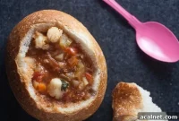 Seafood Chowder Served in Sourdough Bread Bowls
