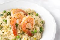 Champagne and Leek Risotto with Roasted Shrimp Recipe
