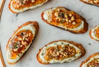 Fig and Goat Cheese Crostini Drizzled with Honey