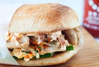 Pulled Pork Bánh Mì Sandwiches with Pickled Veggies and Herbs