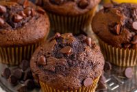 Moist Chocolate Banana Muffins with Chocolate Chips
