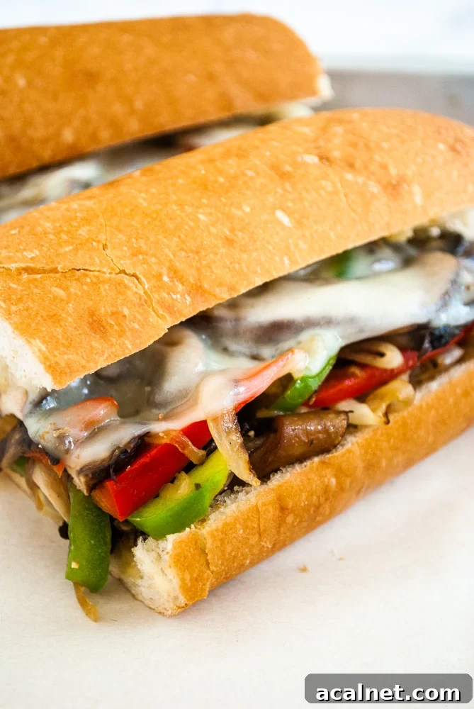 veggie philly cheesesteak sandwiches on a tray