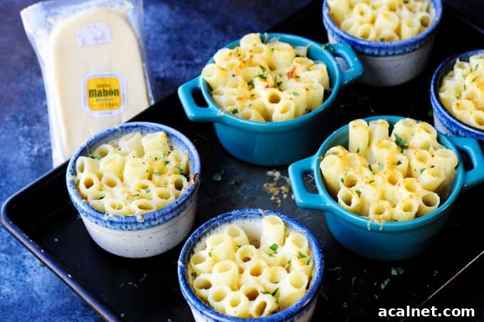Baked pasta Alfredo style in ramekins