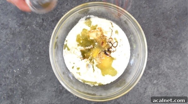 The wet ingredients in a bowl.