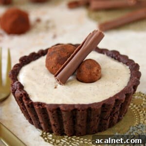 Spicy Chocolate Caramel Sandwich Cookies — Decadent Sweet Heat 2 Close up of a Cinnamon Mousse Tart.