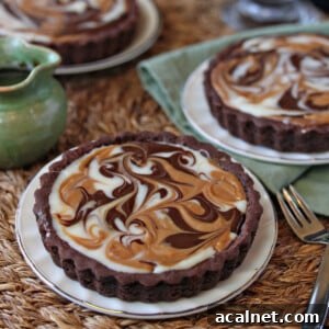 Spicy Chocolate Caramel Sandwich Cookies — Decadent Sweet Heat 3 Close up of a Dulce de Leche Swirled Tart.
