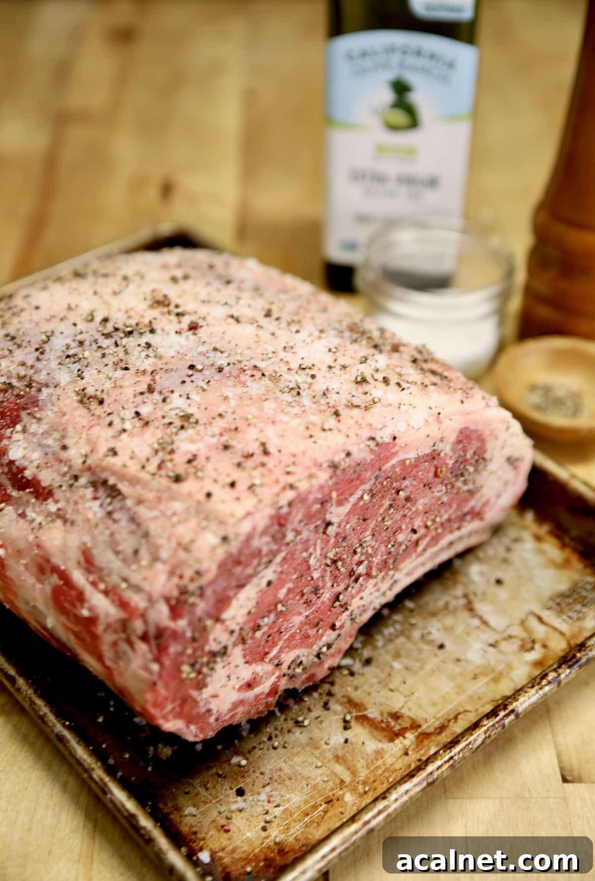 How to grill prime rib roast. Seasoned prime rib roast for grilling.