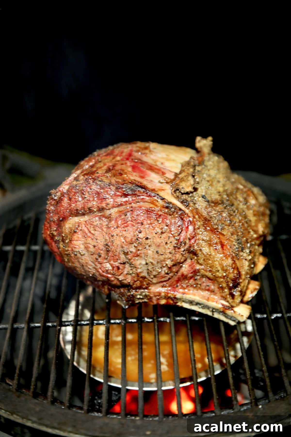Perfect Prime Rib Roast Recipe for Tender, Juicy Beef 2 Prime Rib Roast grilled on a ceramic grill.