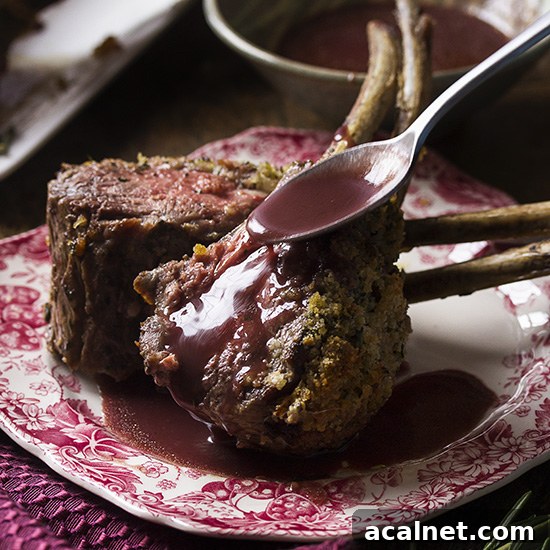 For the best herb crusted rack of lamb, marinate it overnight, cover in breadcrumbs, oven roast, and pair it with with a silky red wine sauce. This elegant recipe is perfect for the holidays or for a dinner party any time of the year.