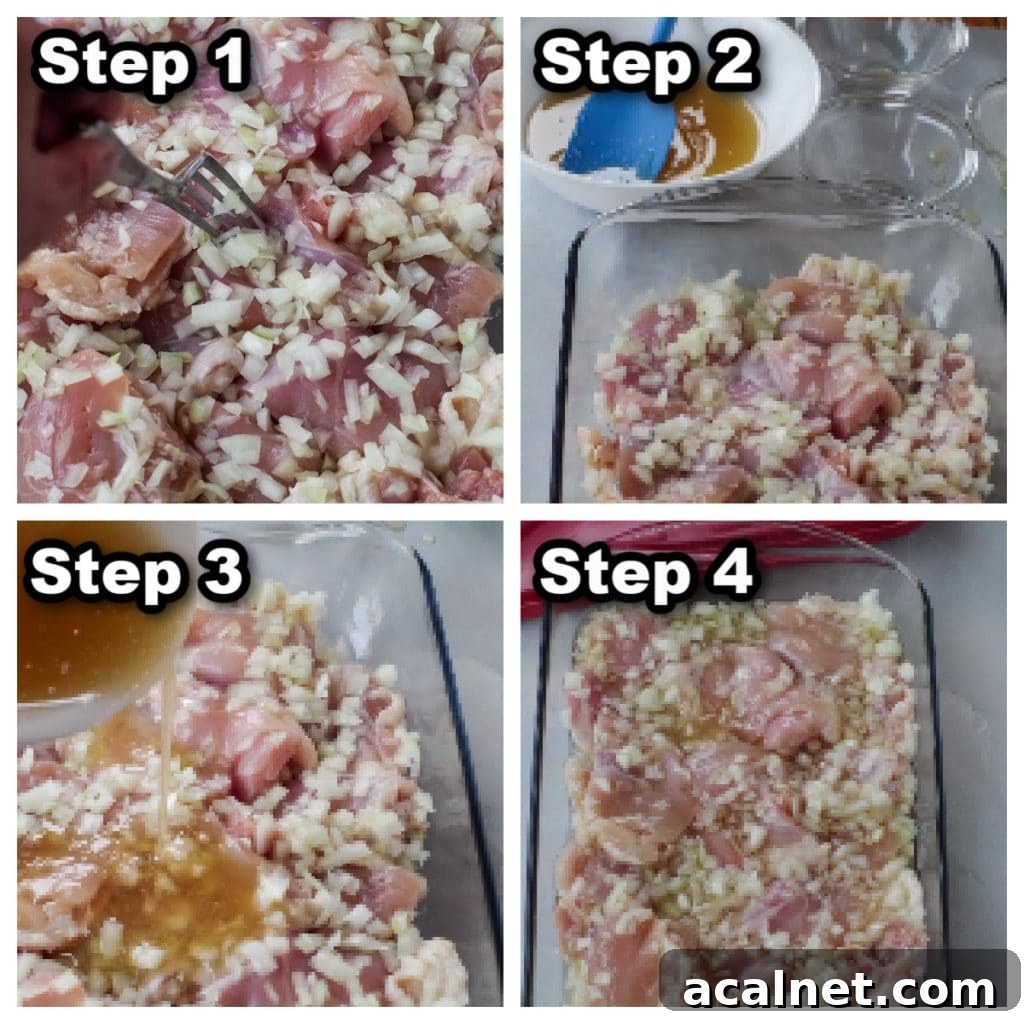 collage of 4 photos showing how to make honey lime chicken